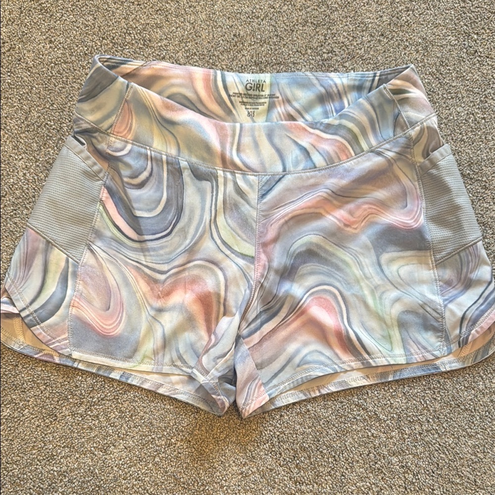Athleta Gray and Pink Relaxed Fit Shorts